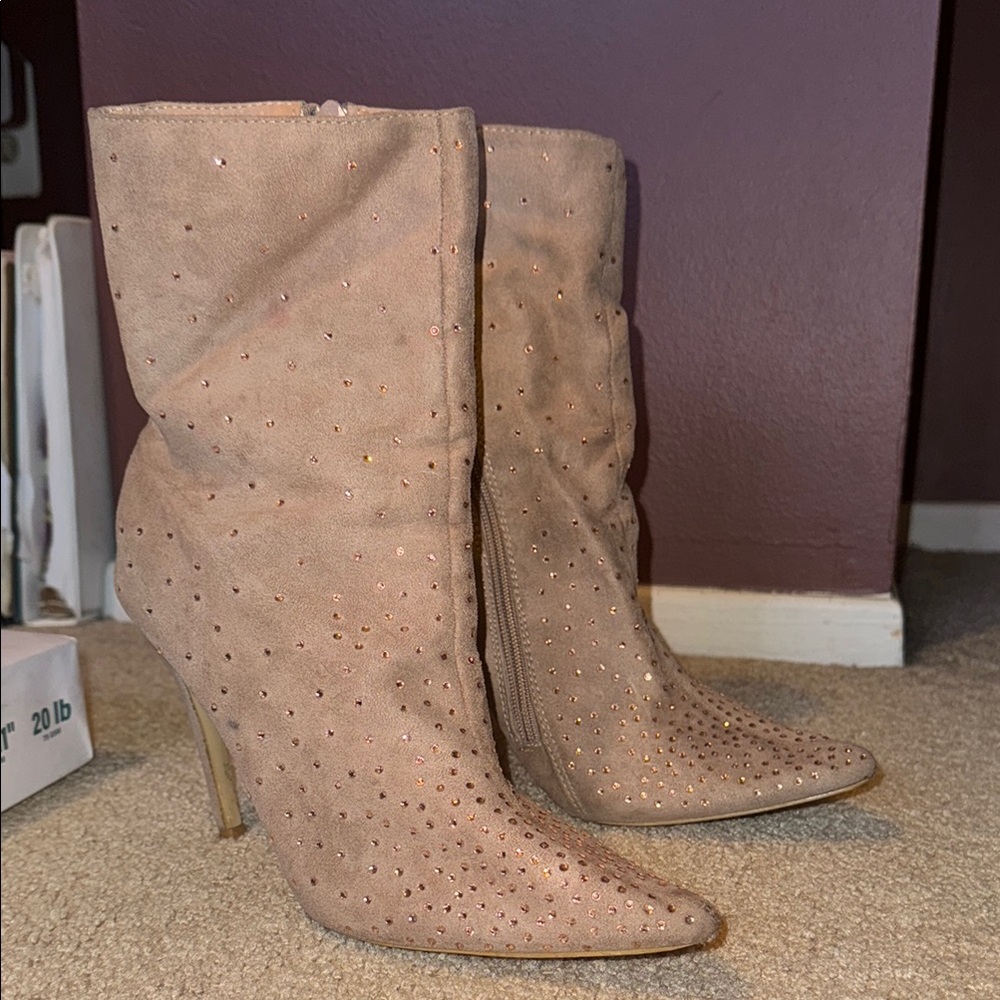 Elegant Tan Studded Women's Boots